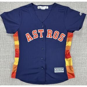 Houston Astros Baseball Jersey Womens Medium Blue MLB Alex Bregman Majestic USA
